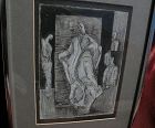 Modern pencil and ink drawing of figures in style of Henry Moore