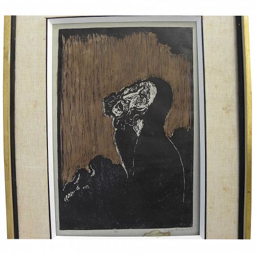 JAKOB STEINHARDT (1887-1968) small edition color woodcut print by noted Jewish artist