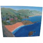 Contemporary oil painting of California coast signed Sidney Hall