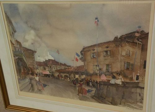 WILLIAM RUSSELL FLINT (1880-1969) important English 20th century watercolor artist limited edition pencil signed photolithograph print "Le Quatorze Juillet"