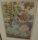ROBERT JOHN SWAN (1888-1980) fine vintage watercolor painting "The Garden Shed"