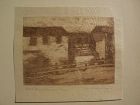 MARY DENEALE MORGAN (1868-1948) pencil signed etching titled "Robert Louis Stevenson House"