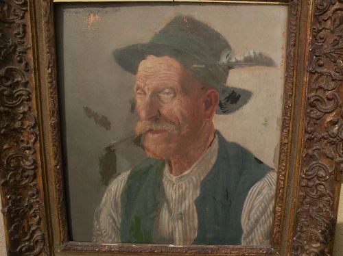 ANDREAS MITTERFELLER (1912-1972) listed artist German 1947 portrait of traditional Bavarian gentleman in 19th century style