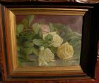 Vintage American still life oil painting of roses circa 1900
