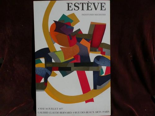 MAURICE ESTEVE (1904-2001) colorful original lithograph gallery poster 1977