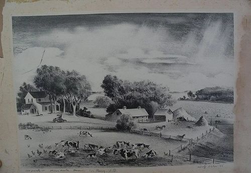 ADOLF DEHN (1895-1968) pencil signed limited edition lithograph print "Minnesota Farm" 1935
