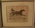 CURRIER & IVES original hand colored 1871 lithograph print "The Peerless GOLDSMITH MAID" trotter horse
