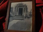 American art watercolor drawing of entry door on traditional 19th century home