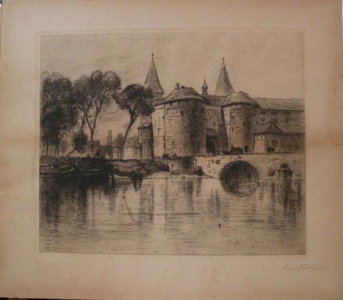 SAMUEL COLMAN (1832-1920) American art pencil signed etching print by important 19th century artist