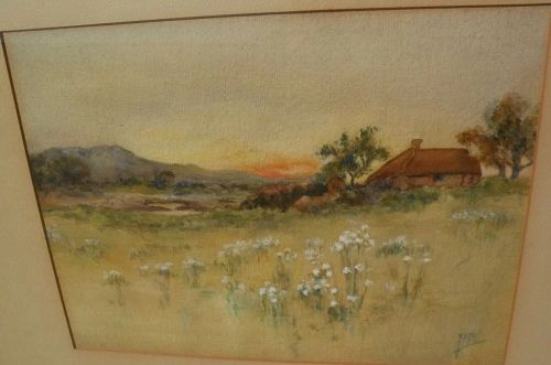 English art circa 1900 antique watercolor signed landscape painting