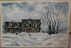 California artist signed watercolor painting of an old house