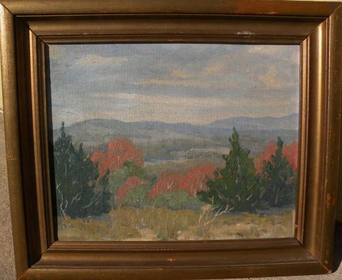 Impressionist old American landscape painting circa 1930