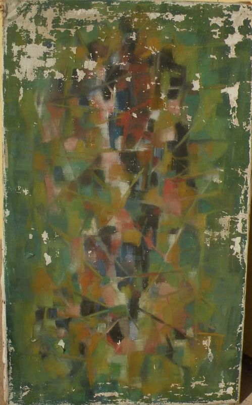 GIOVANNI GIULIANI (1893-1965) Italian modern abstract art former 1957 gallery painting in poor condition