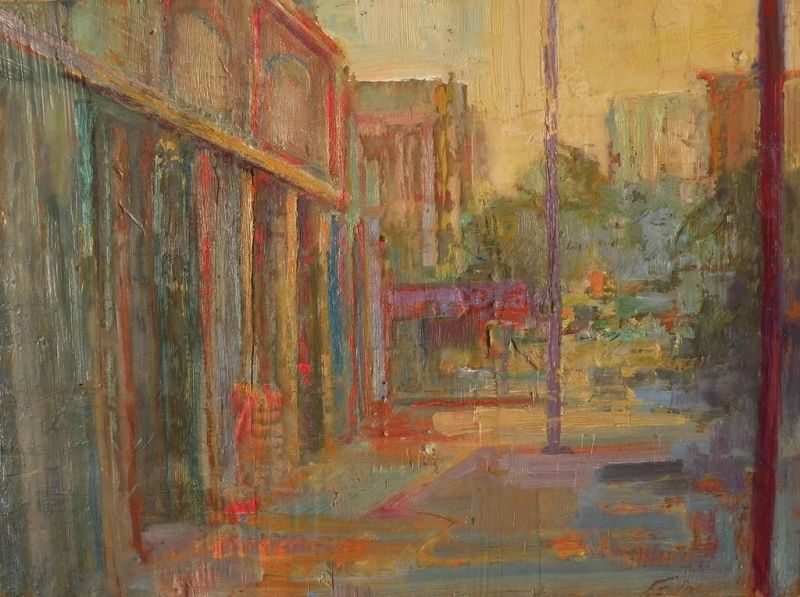 Contemporary signed street landscape painting
