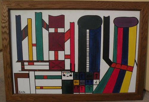 Colorful modern art signed abstract painting‏