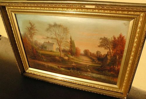 THOMAS HILL (1829-1908) chromolithograph print of New England scene published by Louis Prang