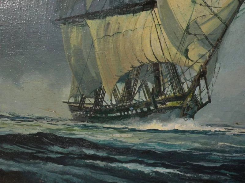 AUSTIN DWYER American marine art painting clipper ships noted artist illustrator