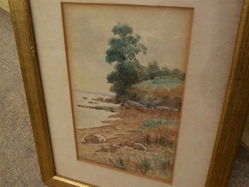 GEORGES BECKER (c. 1845-1909) watercolor landscape painting by listed French artist