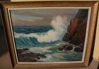 GEORGE SANDERS BICKERSTAFF (1893-1954) California plein air art impressionist painting of coastal surf