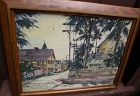 Florida art double-sided signed vintage Key West watercolor street scene painting