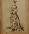 SARAH LOUISA KILPACK (1840-1909) small sepia ink drawing of a lady by listed English artist