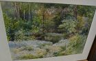 HENRY WEBSTER RICE (1853-1934) fine watercolor painting of pond and forest meadow in spring by accomplished New England artist