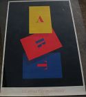 PER ARNOLDI (1941-) hand signed 1986 colorful offset poster by Danish contemporary artist