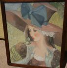 MARGO ALEXANDER (1894-1965) mid century modern painting of lady