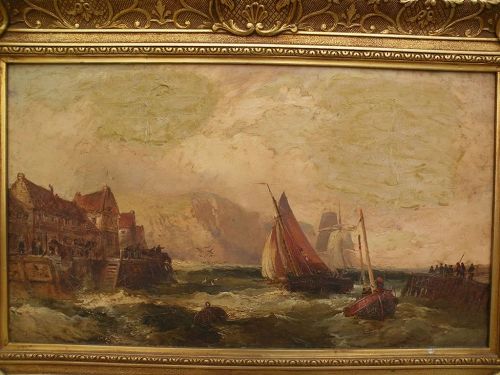 WILLIAM THORNLEY (ca. 1830-1898) coastal painting by well listed English artist