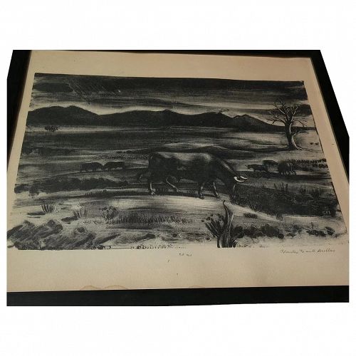 CHARLES EARLE MILLER (1907-) pencil signed limited edition lithograph by WPA era artist