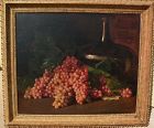American vintage impressionist signed still life painting‏ grapes