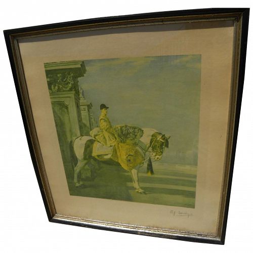 ALFRED J. MUNNINGS (1878-1959) highly important British equestrian sporting art PENCIL SIGNED print
