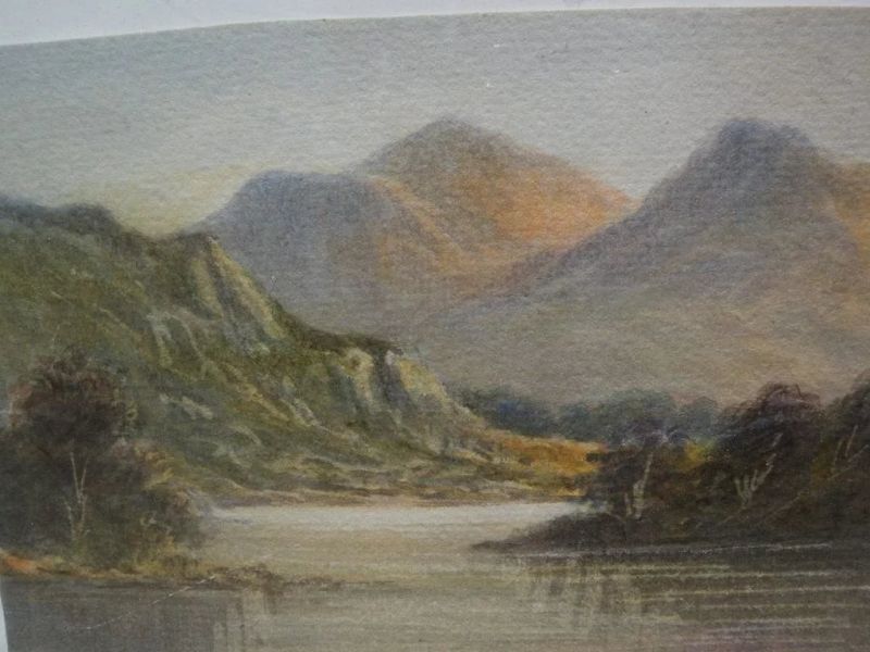 English or Scottish 19th century watercolor painting of the Lakes District or Highlands‏