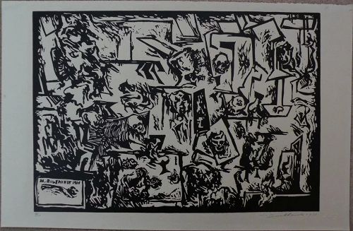 HANS BURKHARDT (1904-1994) signed numbered print by important Swiss-born California modern artist