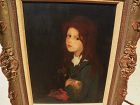 American art circa 1910 impressionist painting of young red-headed girl signed HARWOOD