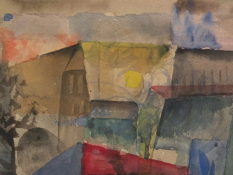ROMOLO ESPOSITO (1913-1991) Swiss art modernist watercolor painting