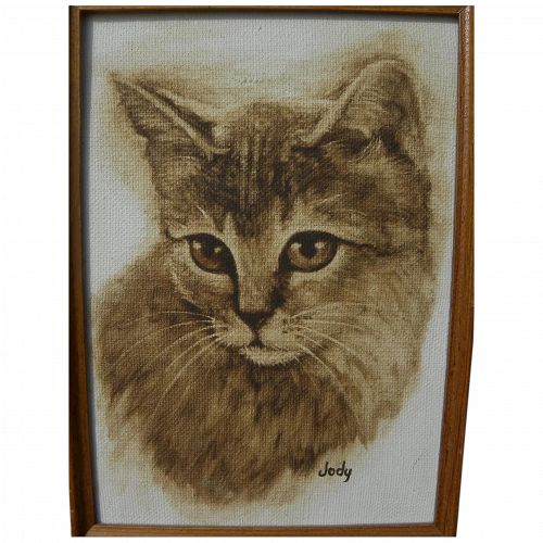 Painting of a tabby cat well executed likeness