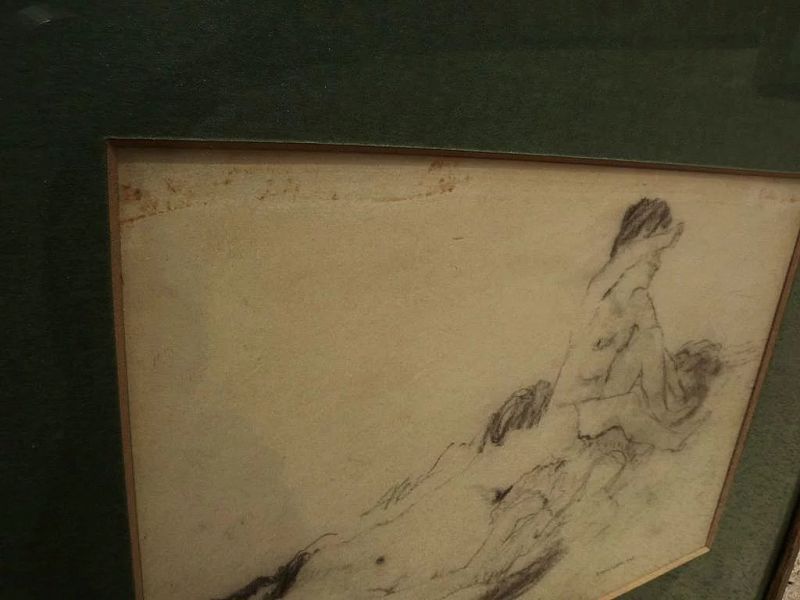 MAX MAYRSHOFER (1875-1950) charcoal drawing of nude women bathing circa 1915