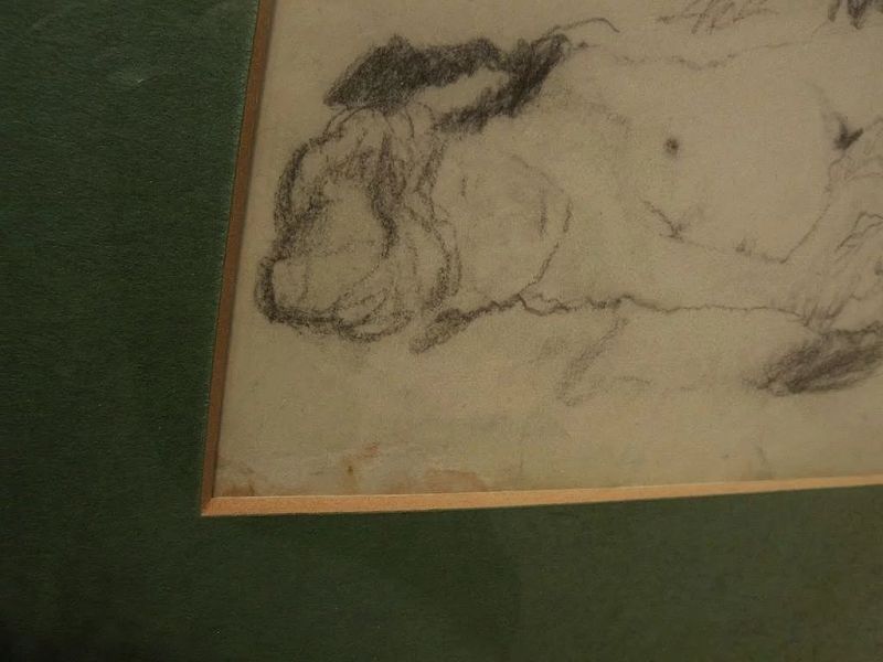 MAX MAYRSHOFER (1875-1950) charcoal drawing of nude women bathing circa 1915