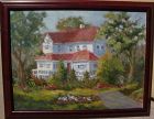 Impressionist painting of a large older Midwestern house