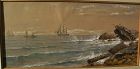 EDMUND DARCH LEWIS (1835-1910) fine American marine art watercolor and gouache coastal landscape including shipwreck