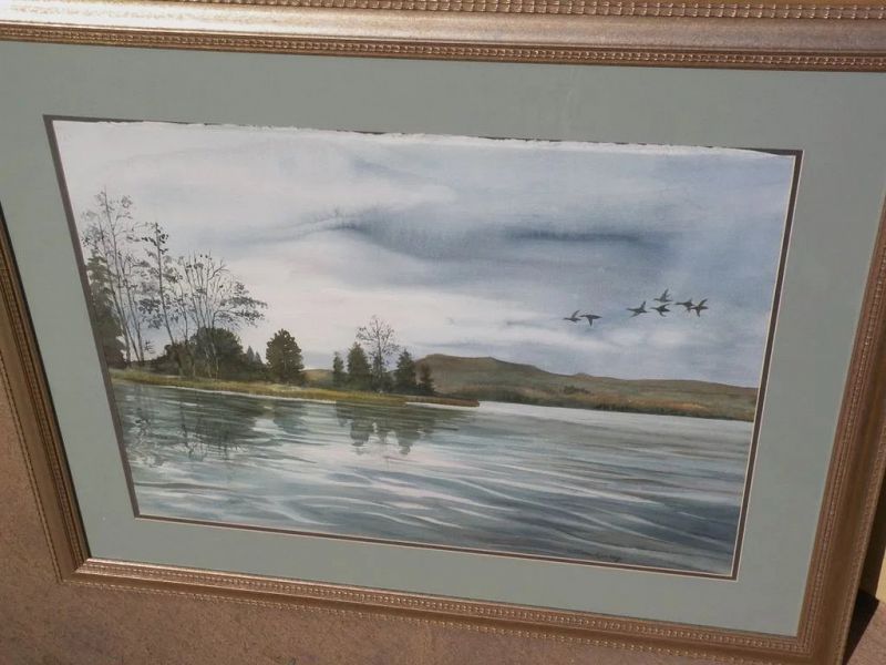 Contemporary American watercolor signed landscape painting