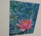 Monotype painting of water lilies by Los Angeles artist‏‏ Pat Berger