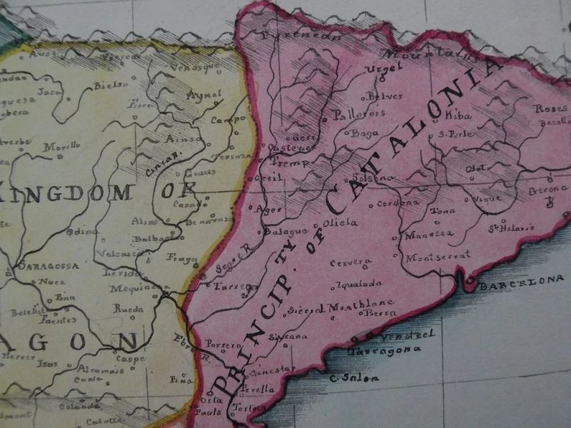 Antique map HAND DRAWN 1809 Spain and Portugal with great details