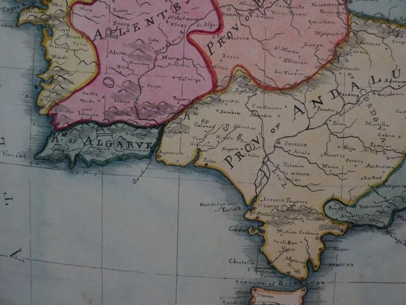 Antique map HAND DRAWN 1809 Spain and Portugal with great details