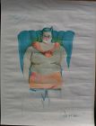 Contemporary American art 2004 signed drawing of a woman