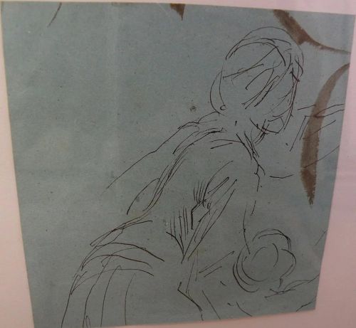 HANS HERRMANN (1858-1942) original ink drawing sketch of a female figure