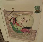 Original gouache drawing of nursery rhyme character Humpty Dumpty