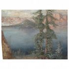 Oregon art old impressionist painting of Crater Lake