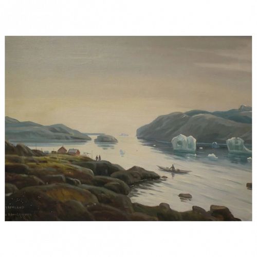 WILLY DANNERFJORD (1904-1961) atmospheric painting of Greenland by listed Danish artist